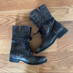 AllSaints Distressed Leather Combat Boots 37
